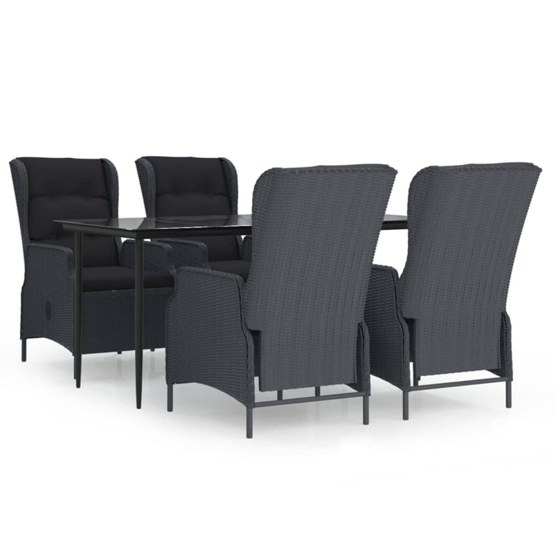 Figuaro Rectangular 4 - Person 63" Long Dining Set with Cushions, Dark Gray