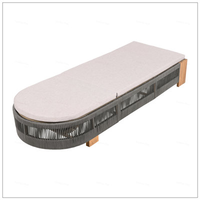 Adjustable Acacia Wood Chaise Lounge With Waterproof Cushion,  For Beach, Yard, And Poolside Relaxation
