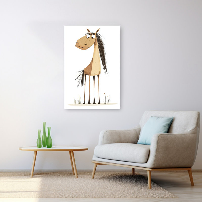 Curieux dessin de cheval, impression d'art cheval minimaliste, H 48 po x l 32 po
