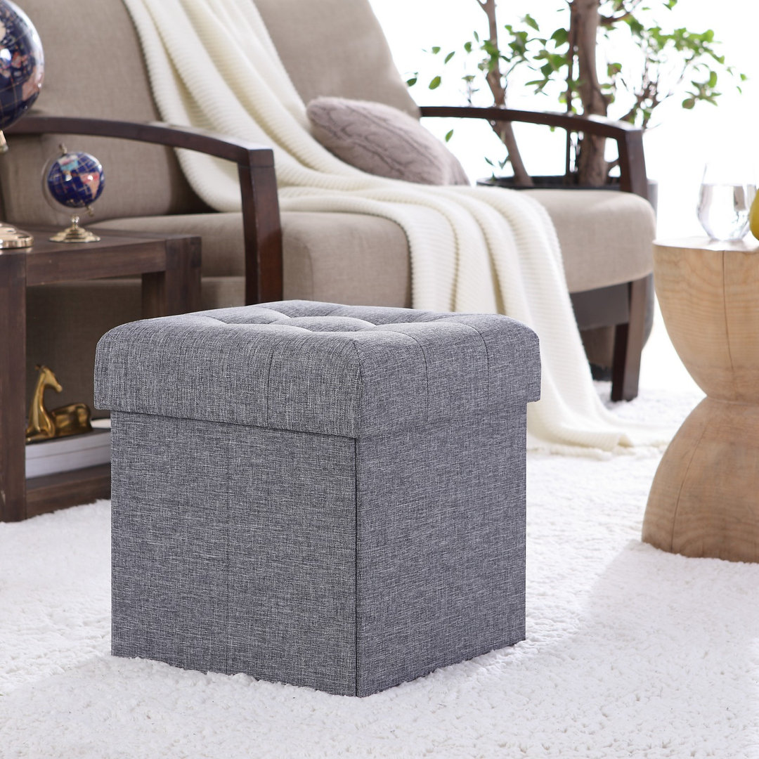 Lambertville Upholstered Ottoman Winston Porter Body Fabric: Gray Linen