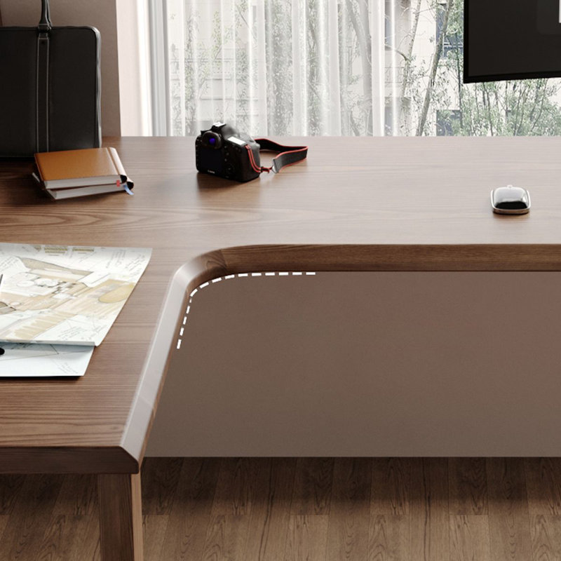 Bureau d'écriture en L en bois massif brun noisette, H 53,15 po x l 70,87 po x P 47,24 po, Retour à gauche
