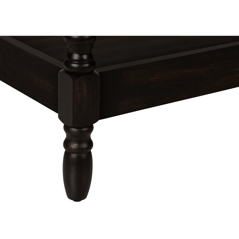 21,62 po Table d'appoint profonde avec placage en noyer foncé pour le salon, design traditionnel à 2 niveaux et brun