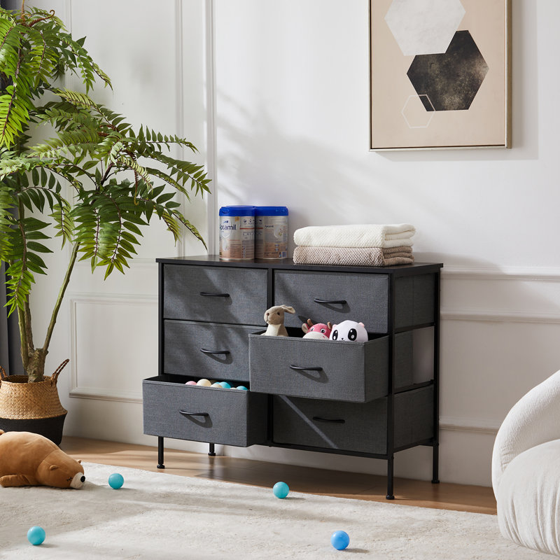 Tall Dresser for Bedroom Tall Fabric Dresser with Wooden Top - Tall Drawers, Sturdy Storage Tower for Bedroom, Closet, Nursery, Entryway, Kids Room