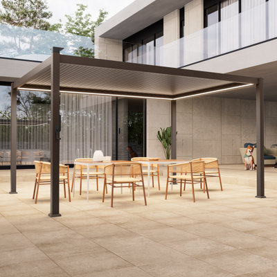 Metal Louvred Pergola with Solar LED
