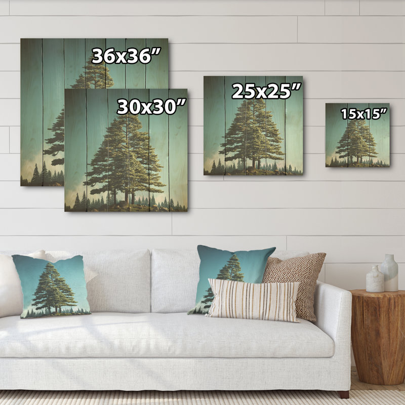 Arbre de pin en perspective - Art sur bois de pin naturel, H 15 po x l 15 po