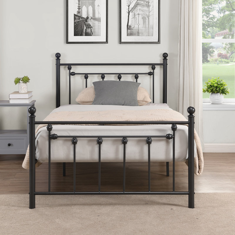 Angela Metal Spindle Bed, Twin, Black