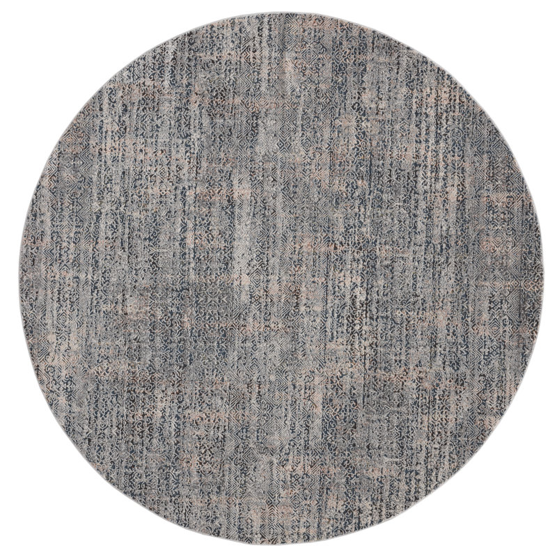 Tapis abstrait bleu, Rond 7 pi 10 po