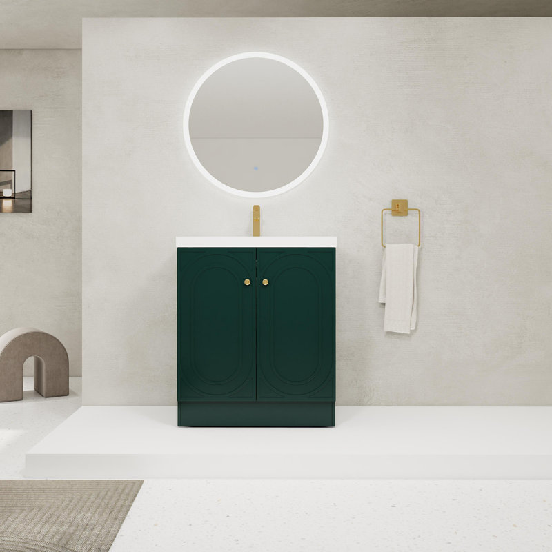 Meuble-lavabo autoportant avec lavabo en résine