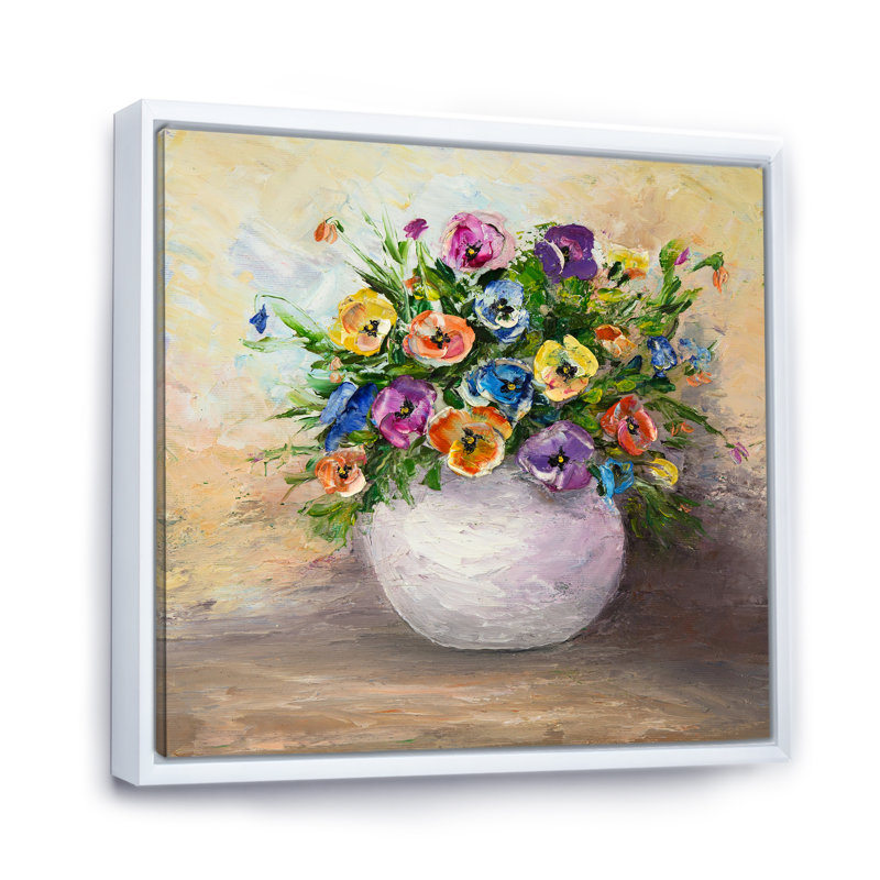 Bouquet de belles tulipes - œuvre d'art traditionnelle sur toile, H 30 po x l 30 po x P 1 po, Toile avec cadre flottant blanc