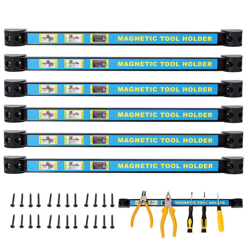 Ensemble de 6 barres à outils magnétiques robustes de 18 pouces - Bandes de porte-outils aimantées en néodyme avec vis de fixation incluses, pour l'organisation d'ateliers et de garages