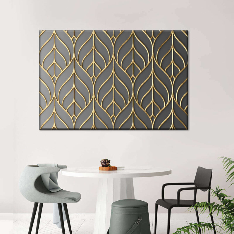 Motif de treillis doré sur toile, H 8 po x l 12 po x P 1 po