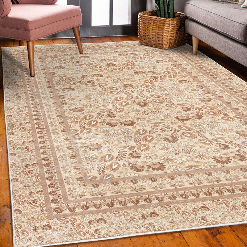 Tapis pêche / chocolat pâle, Rectangle 5 pi 2 po x 7 pi 6 po