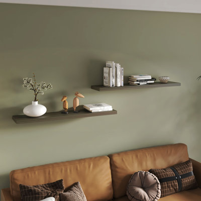 47" Wide Floating Shelves Set Of 2, Shelves For Wall Decor For Bedroom, Bathroom Storage Shelves, Book Shelves For Living Room, Olive