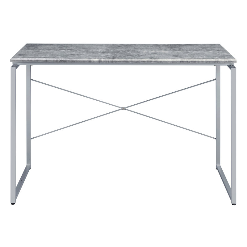 Bureau d'écriture gris et argent avec base en métal, Gris/argent