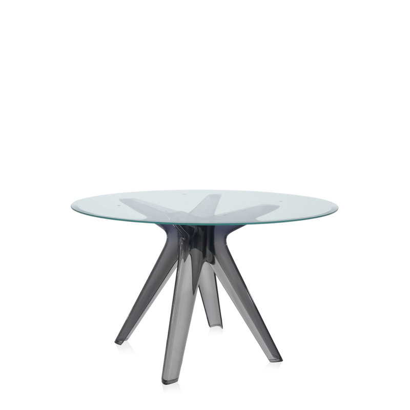 Sir Gio Round Glass Top Dining Table, Transparent, Green