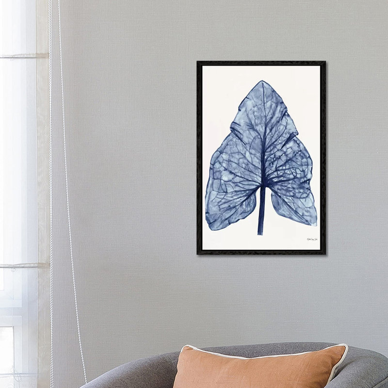 Indigo Leaf by Stellar Design Studio - Gallery-Wrapped Canvas Giclée on Canvas, Black Framed, 66.04 cm H x 45.72 cm W