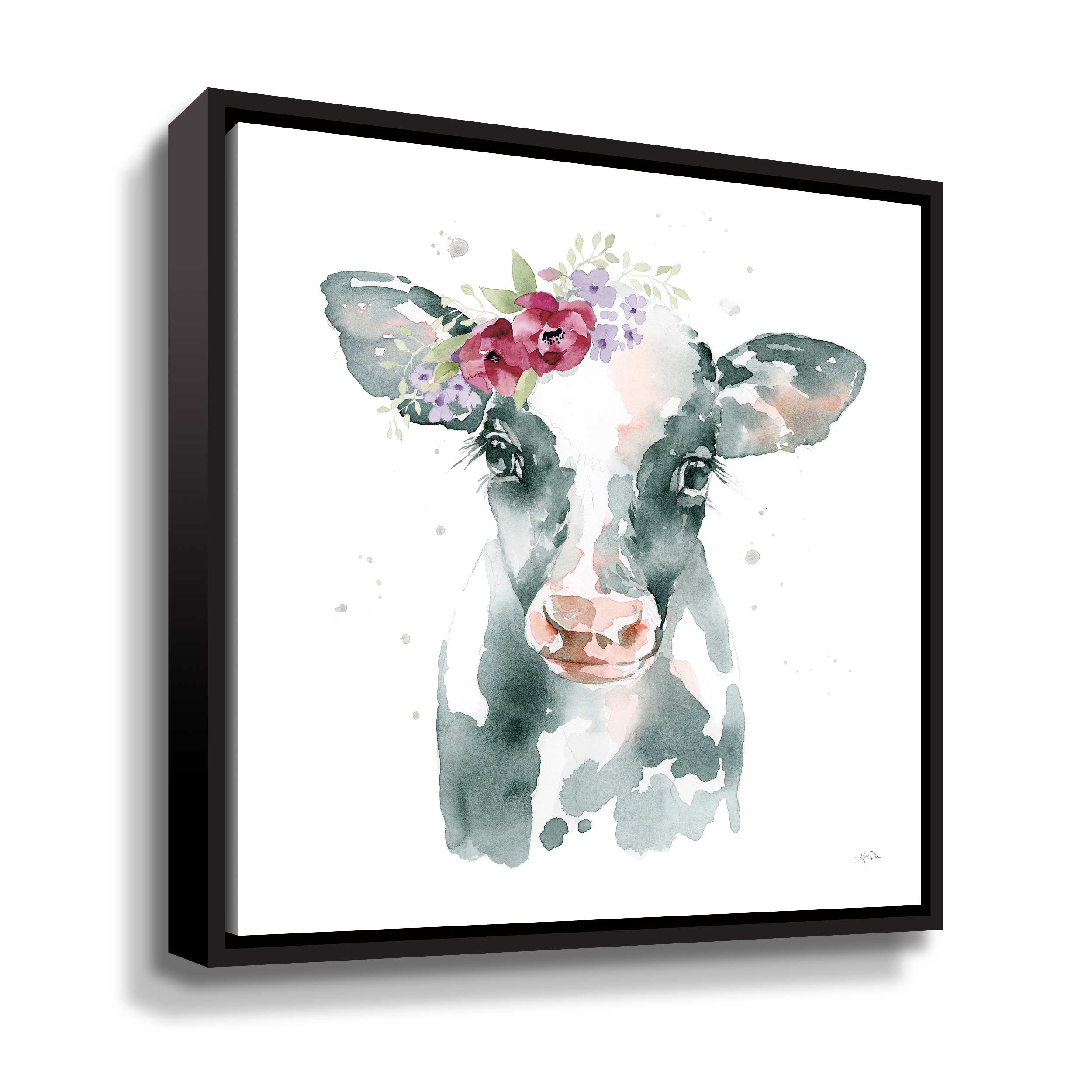 https://assets.wfcdn.com/im/59373482/compr-r85/2250/225029536/floral-cow-pink-sq-floral-cow-pink-framed-on-canvas-painting.jpg