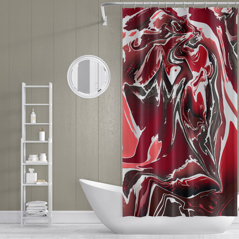 Rideau de douche gris et bleu à motif de losanges, H 72 po x l 70 po, Rouge