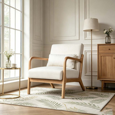 Fauteuil moderne, fauteuil d'appoint avec structure en bois massif