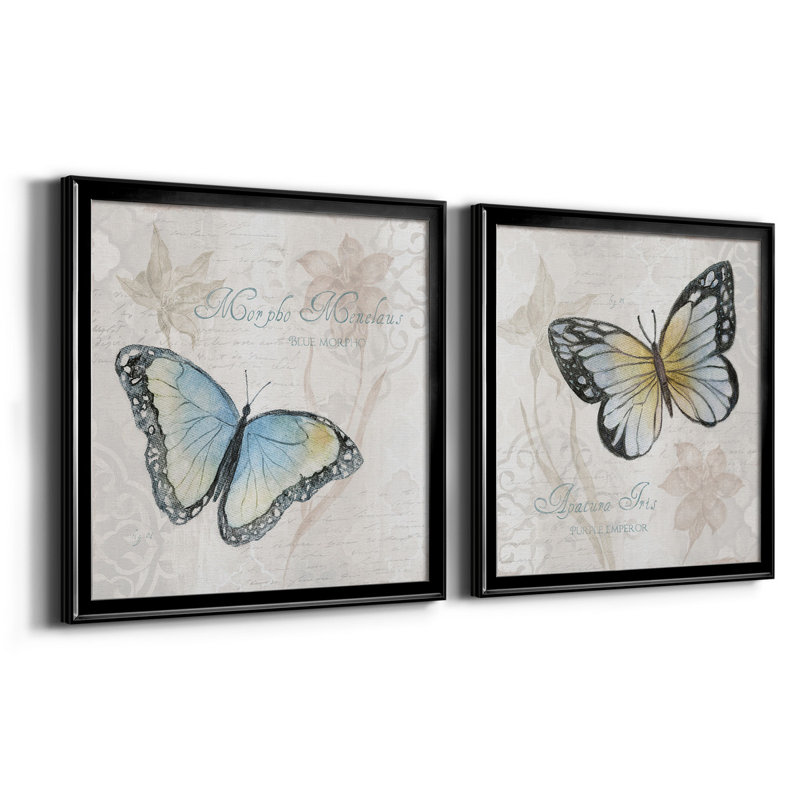 Carte postale papillon III - impression sur toile 2 pièces, Noir, H 30,5 po x l 61 po x P 1,5 po
