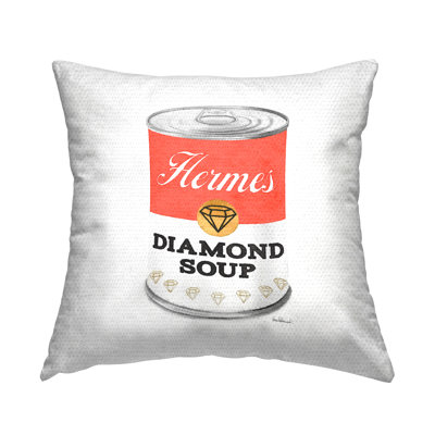 Stupell Industries Glam Pop Condensed Soup Can Red Fashion Designer Outdoor Printed Pillow by Amanda Greenwood