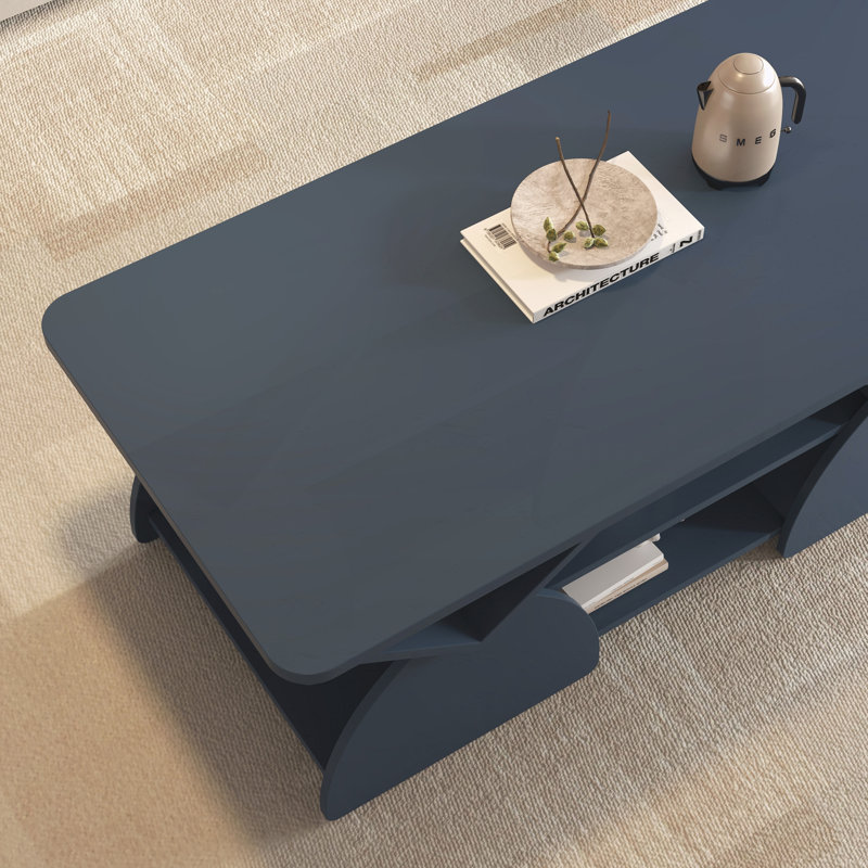 Table basse moderne avec rangement Mid-Century, Bleu