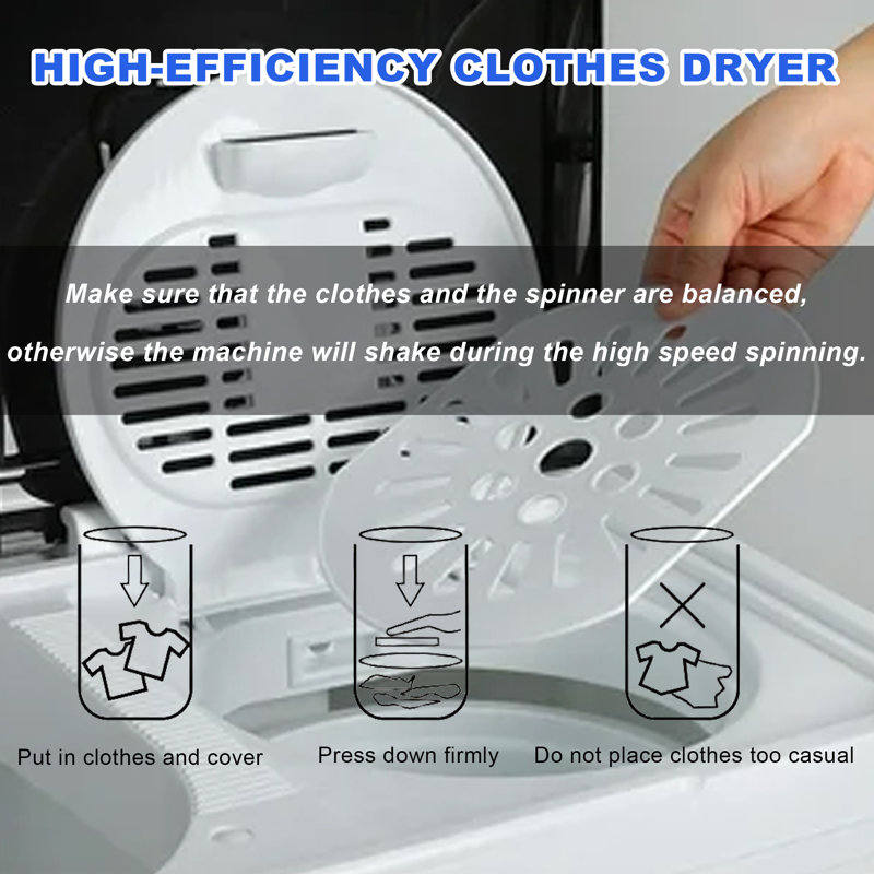 30Lbs High Efficiency Portable Washer & Spinning Dryer Combo 19Lbs Washer/11Lbs Spinner With Drain Pump, Black