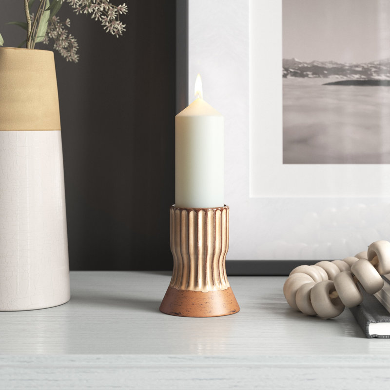 Chandelle de table en céramique 3,25 po, Brun