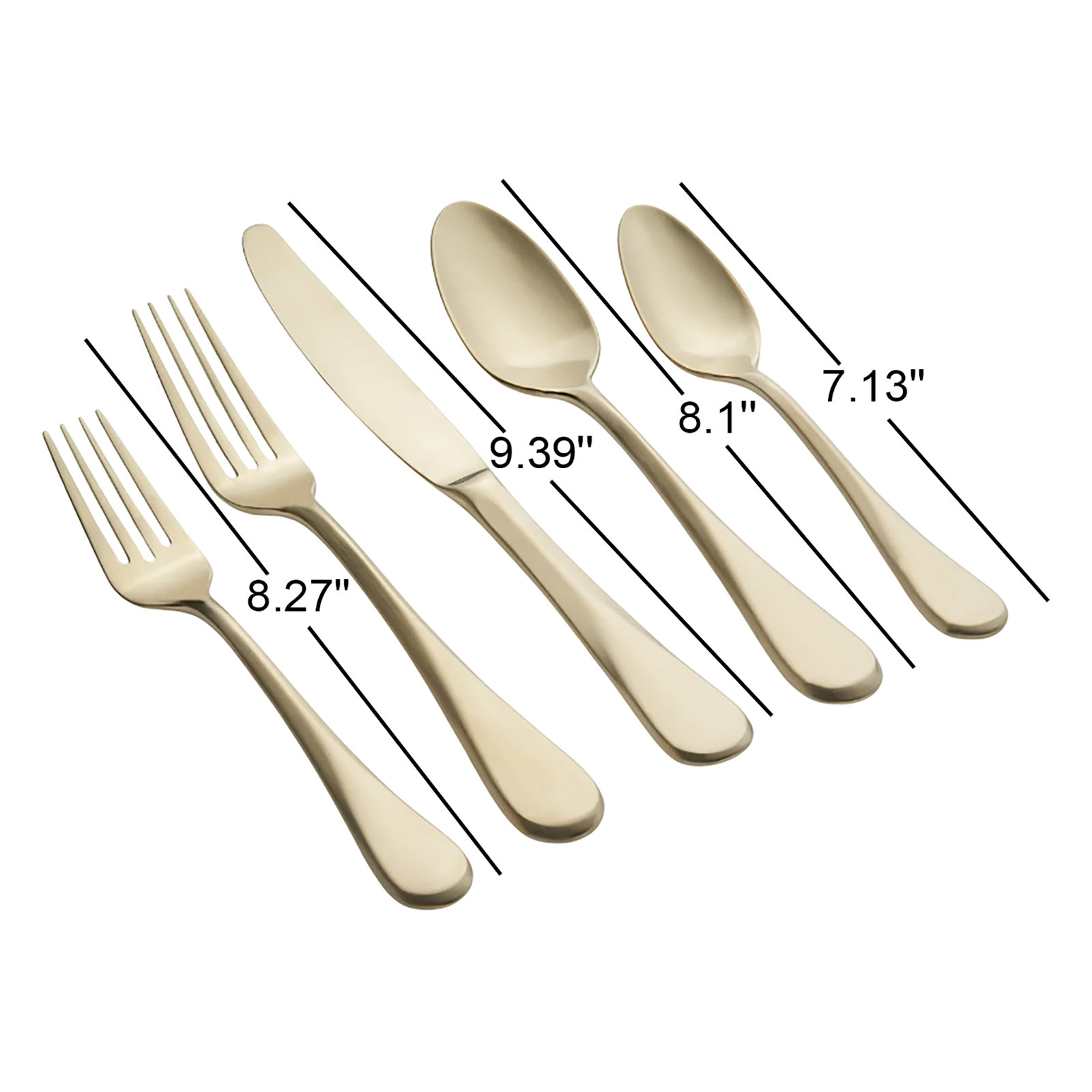 Idaia Stainless Steel Flatware - Set of 20, Champagne Satin