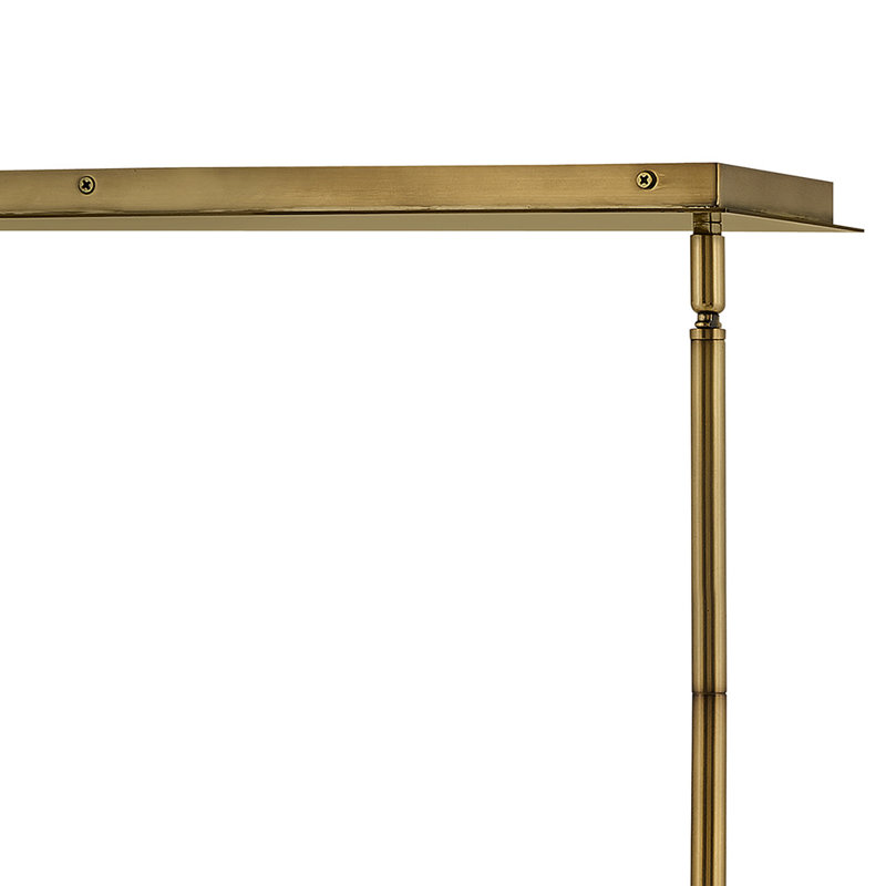 Ana 8-Light Linear Chandelier w/ Faceted Heavy-Cut Diamond-Shaped Crystal Shades - Heritage Brass