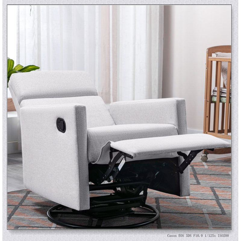 Modern Upholstered Rocker Nursery Chair Plush Seating Glider Swivel Recliner Chair, Tan