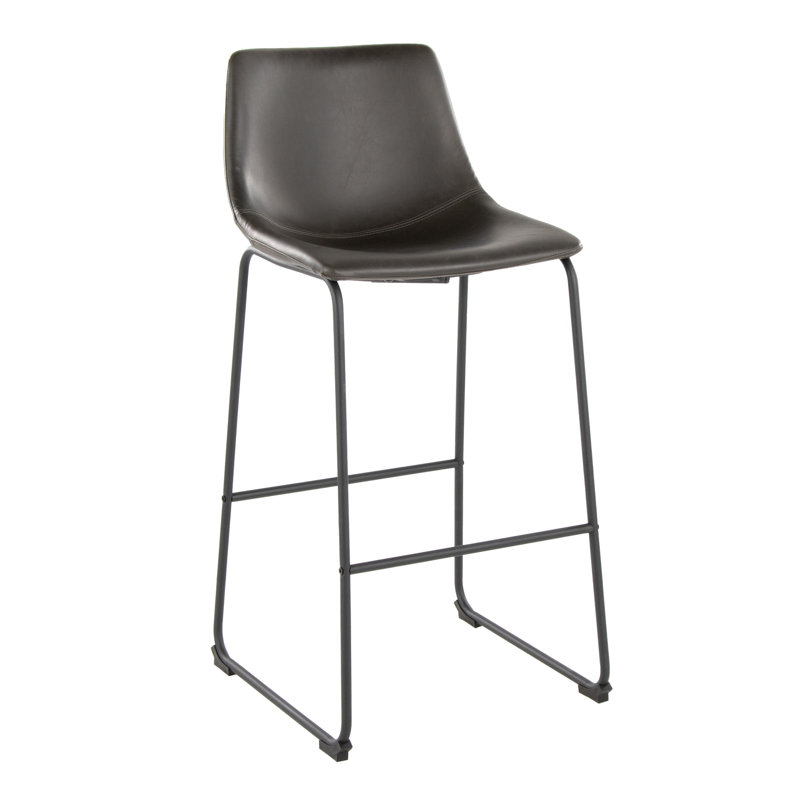 Tabouret de comptoir à hauteur fixe Duke avec coutures en zigzag, Gris, Tabouret de bar (siège d'une hauteur de 29,75 po)