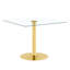 Table de salle à manger 38,5 pouces moderne minimaliste carrée en verre avec base en métal à une colonne. Disponible en noir, or ou argent. Table de salle à manger à domicile. Convient pour 2 à 4 personnes.-2091266617
