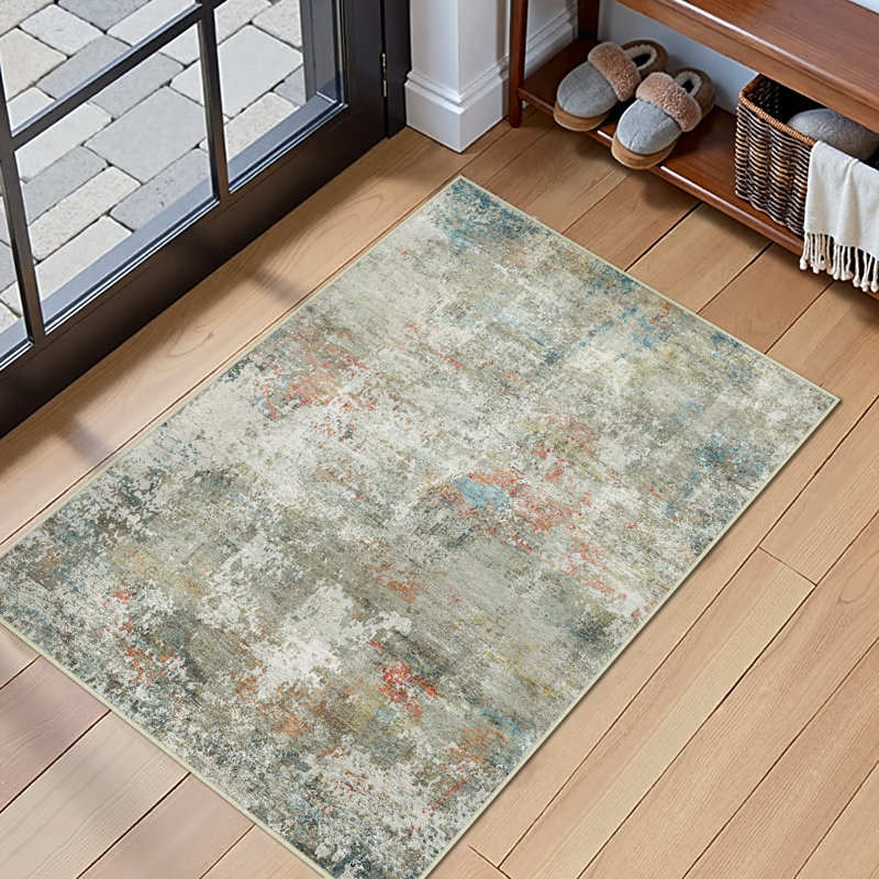 Sarah Modern Abstract Machine Washable Area Rug with Non-Slip Backing, Rectangle 2' x 3'