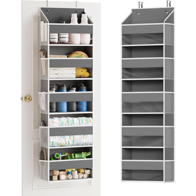 Over-The-Door Hanging Organizer With 5 Large Pockets, 10 Mesh Side Pockets, And Clear Window For Bedroom, Bathroom, Pantry, And Closet