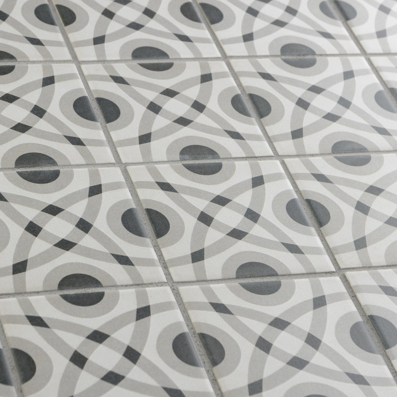 Twenties Mini Circle 4" x 4" Ceramic Patterned Wall & Floor Tile