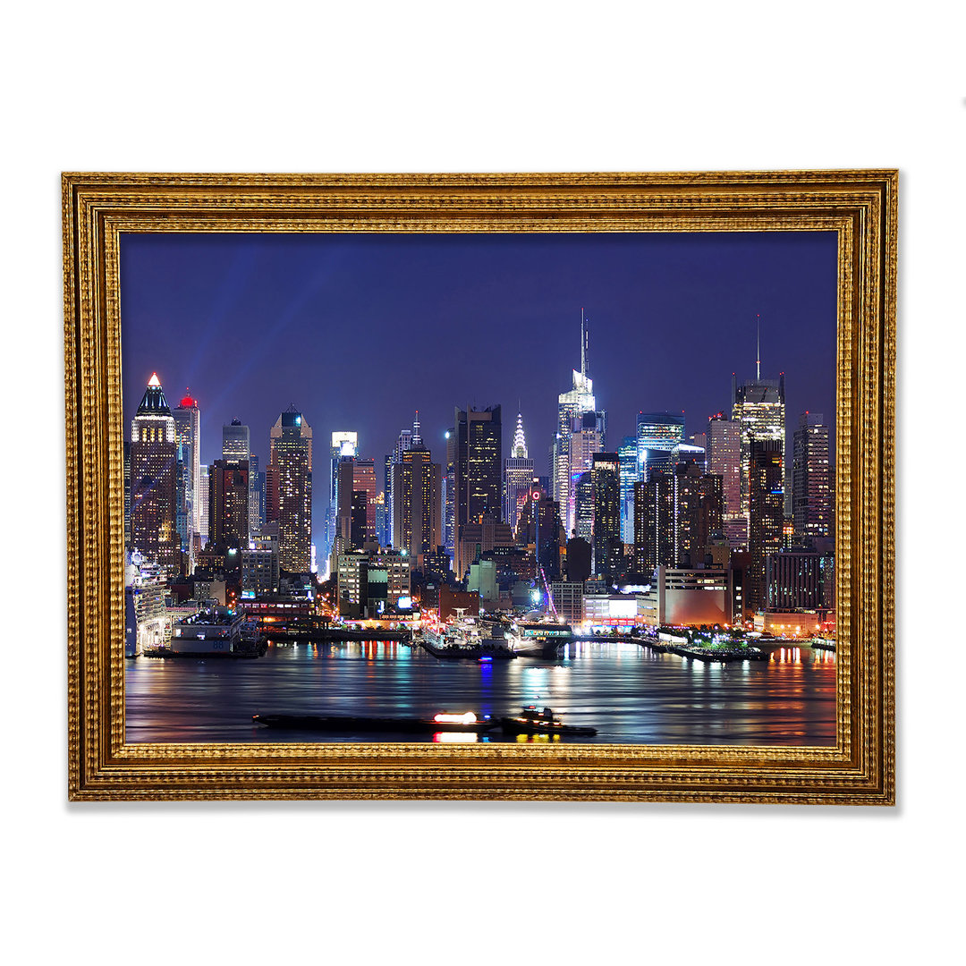 Nyc Harbour At Night - Einzelner Bilderrahmen Kunstdrucke