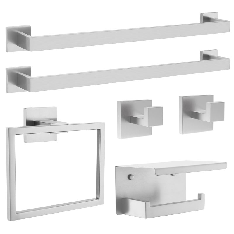 6 Piece Bath Hardware Set (set Of 6), Brushed Nickel
