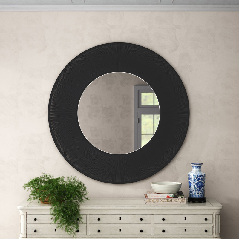 Carlen Rope Round Wall Mirror, 51.25" x 51.25", Black