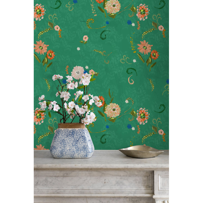 Yuki Osada Floral Wallpaper Double Roll, Green