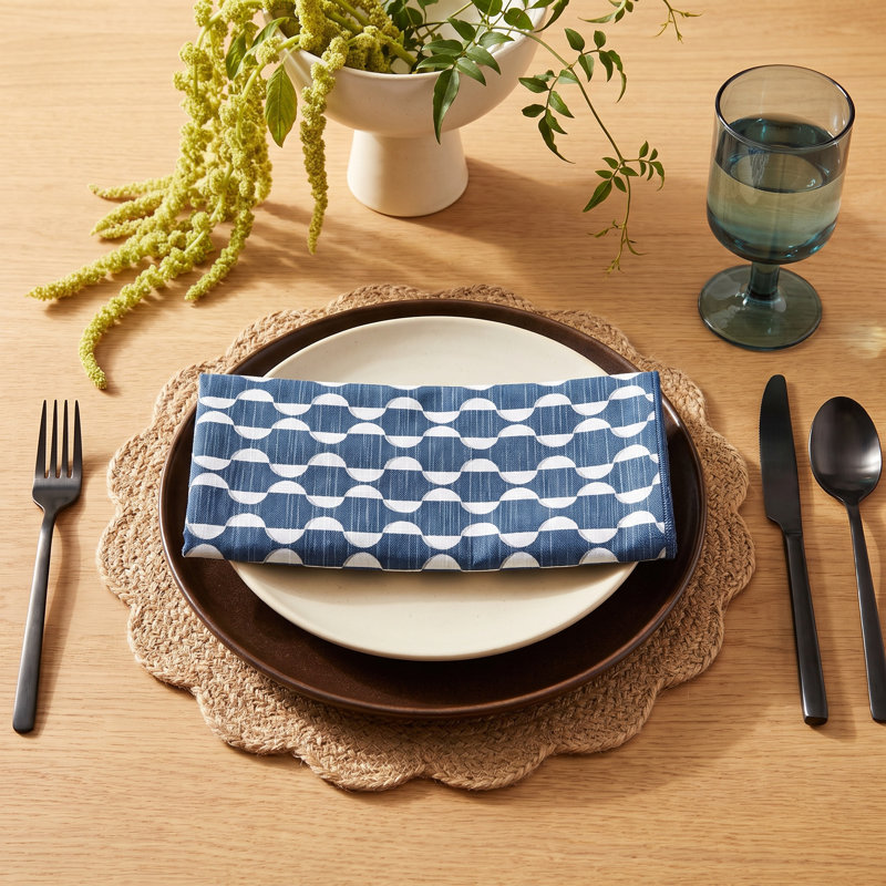 Shari 4 Piece Cotton Napkin Set, Navy