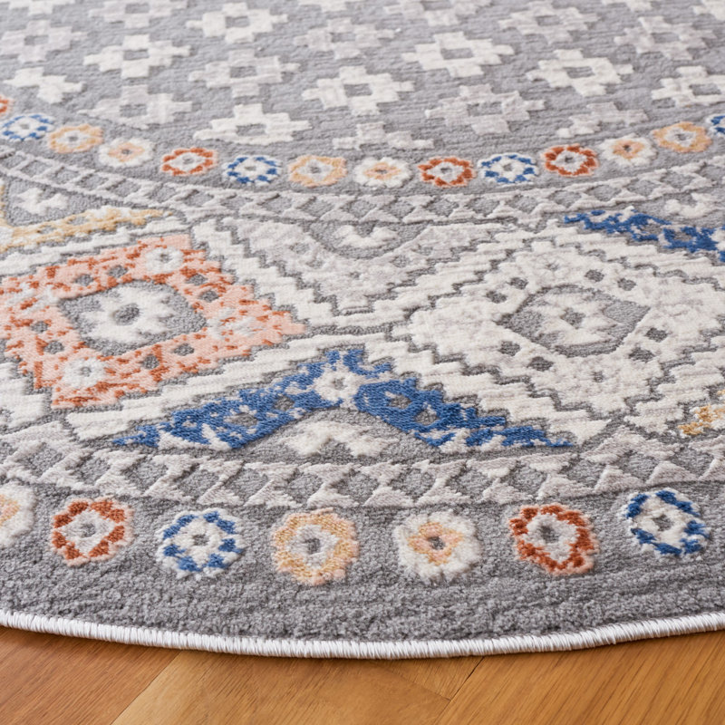 Aros Eternal Performance Geometric Rug, Round 6'7"