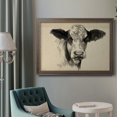 " Charcoal Cow II " Painting Print