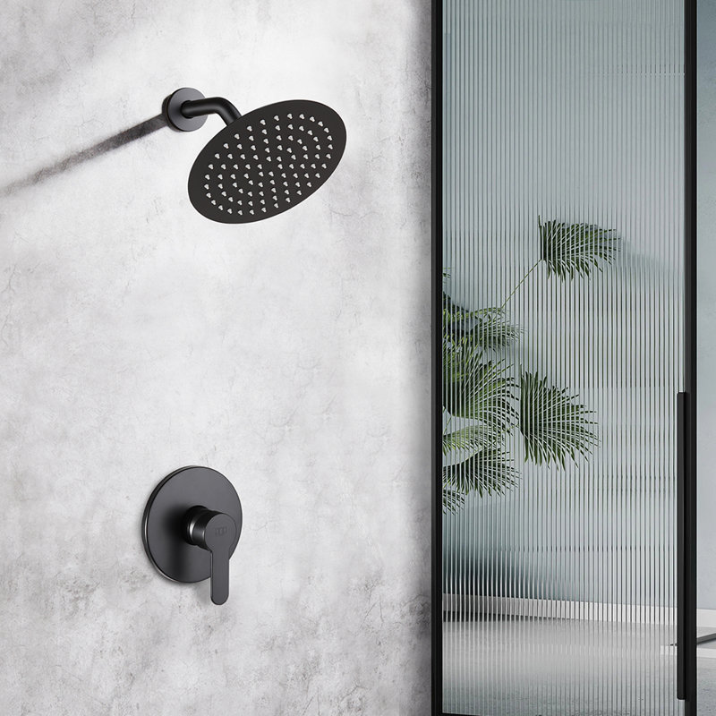 Robinet de douche avec valve brute, Noir mat
