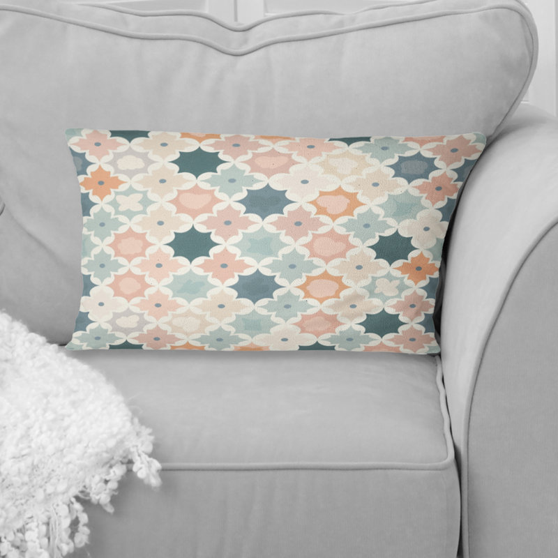 Coussin lombaire bohème marocain vert et rose