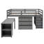 Lit mezzanine basse avec cabinet et bureau portatif à roulettes-1990180420
