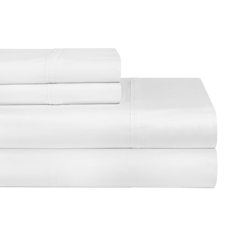 100% Cotton Sheet Set, Queen Sheet Set with 2 Pillowcases, White
