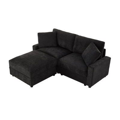 Space-saving Sectionals With Storage, Polyester L-shaped Sofa For Modern Living Room