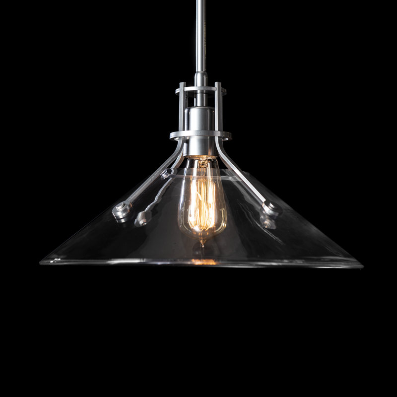 Henry 1 - Light Single Cone Pendant, Sterling, Oil Rubbed Bronze, 56.3'' H X 14.4'' W X 14.4'' D