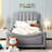 Upholstered Daybed With Classic Stripe Shaped Headboard-596423779